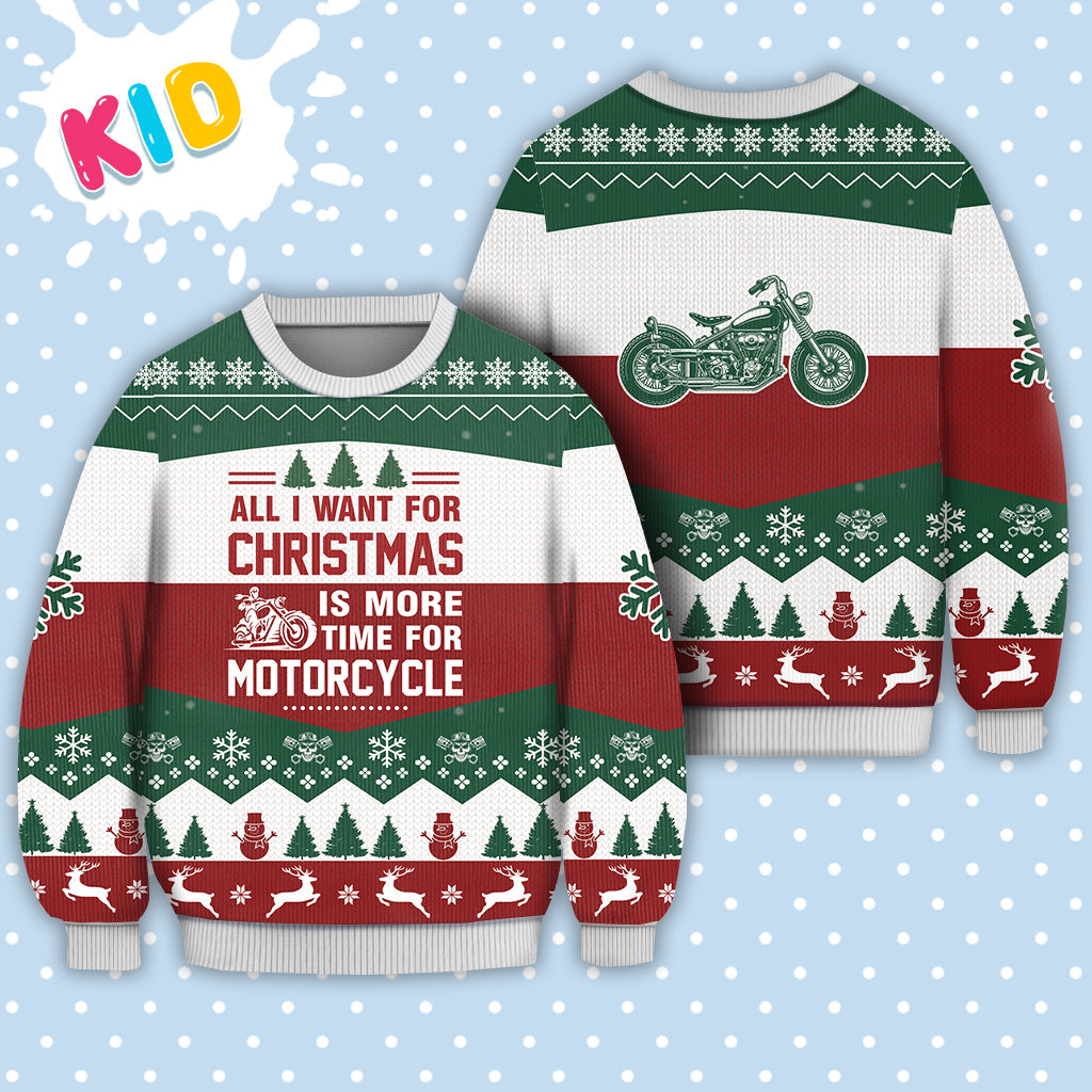Motorcycle 2 All I Want For Christmas Sweater Christmas Knitted Print Sweatshirt - Best Gift For Christmas, Noel - Christmas Signature - WeCustomit
