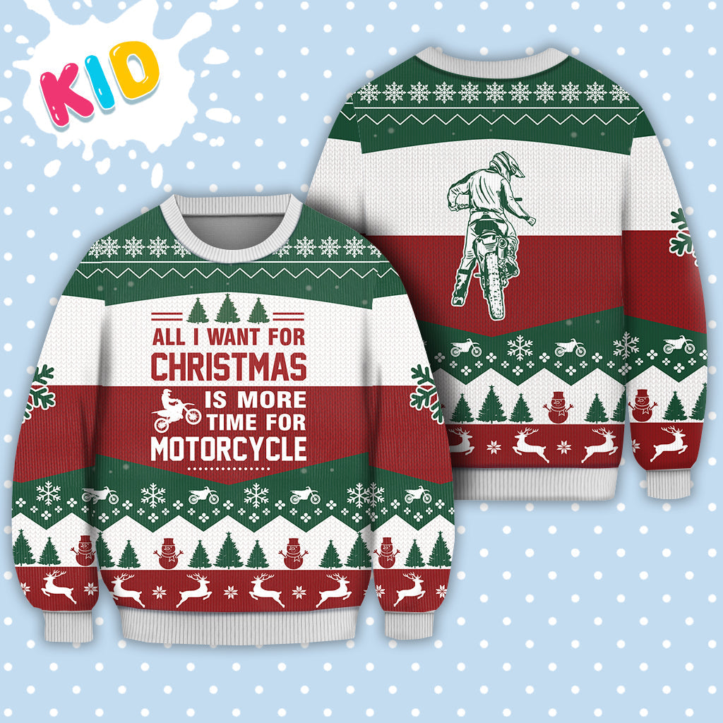 Motorcycle All I Want For Christmas Sweater Christmas Knitted Print Sweatshirt - Best Gift For Christmas, Noel - Christmas Signature - WeCustomit