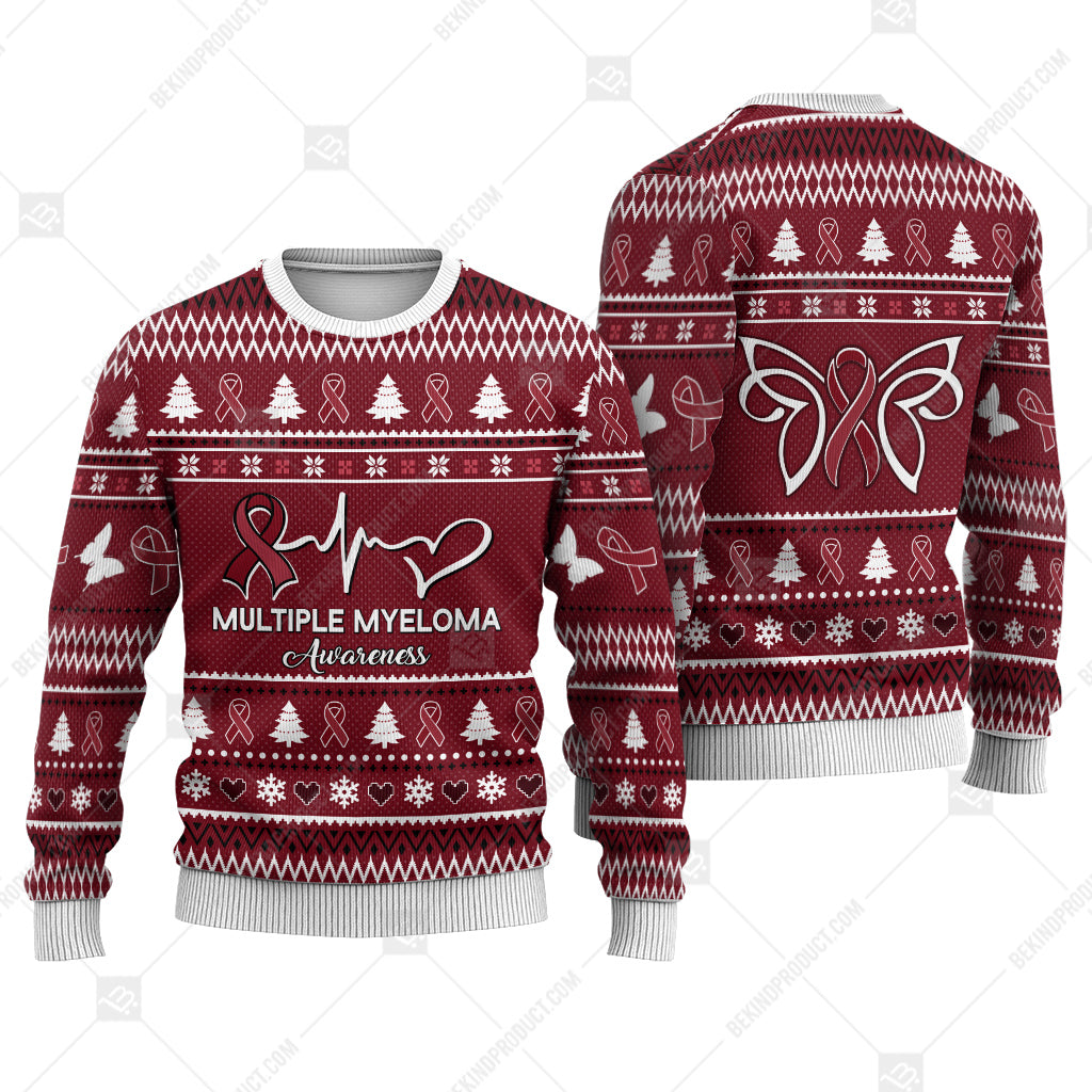 Multiple Myeloma Awareness Sweater Ugly Xmas Symbol Sweater Christmas Knitted Print Sweatshirt - Best Gift For Christmas, Noel - WeCustomit