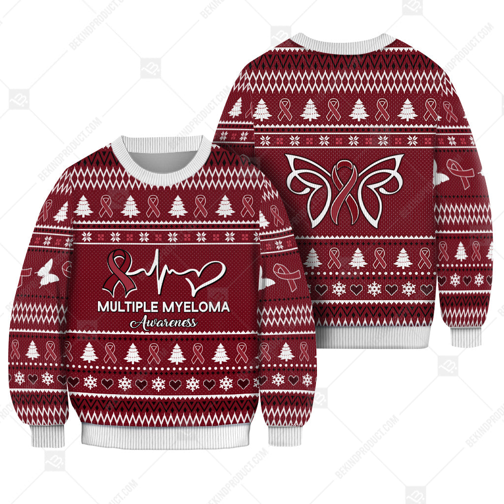Multiple Myeloma Awareness Sweater Ugly Xmas Symbol Sweater Christmas Knitted Print Sweatshirt - Best Gift For Christmas, Noel - WeCustomit