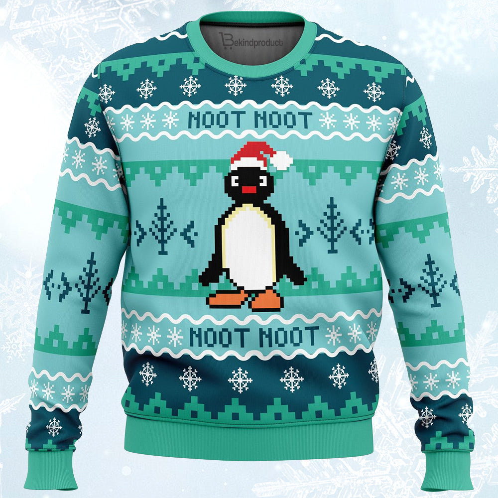 NOOT NOOT Pingu Ugly Christmas Sweater For Men & Women Christmas Gift Sweater PT104 - WeCustomit
