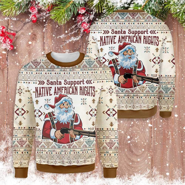 Native American Santa Ugly Christmas Sweater For Men & Women Christmas Gift Sweater US1221 - WeCustomit