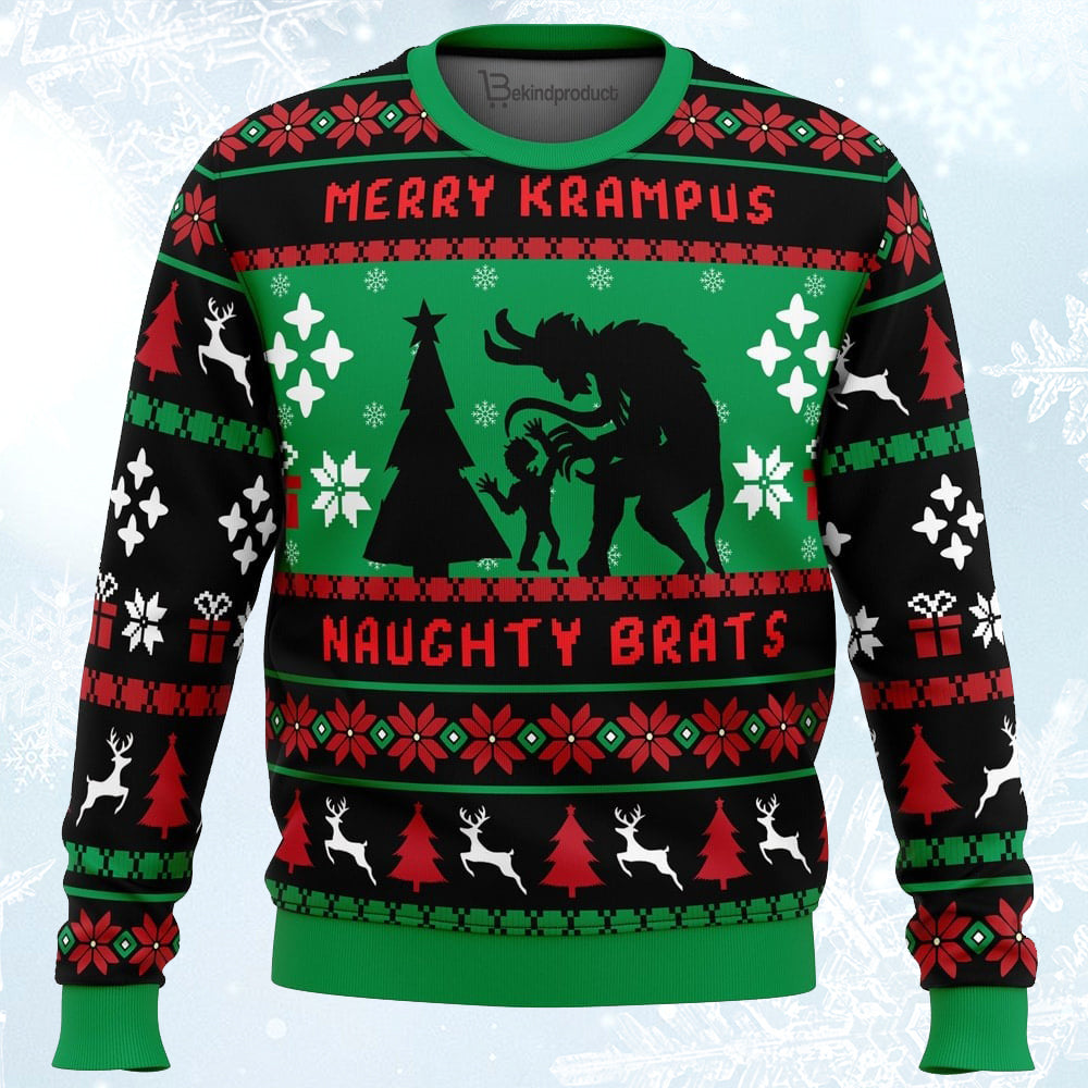 Naughty Brats Krampus Ugly Christmas Sweater For Men & Women Christmas Gift Sweater PT191 - WeCustomit
