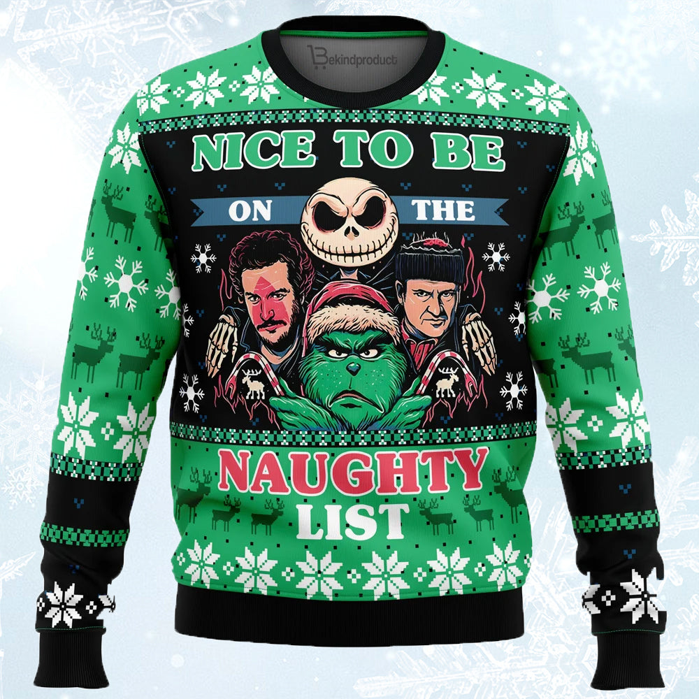 Naughty List Club Pop Culture Ugly Christmas Sweater For Men & Women Christmas Gift Sweater PT661 - WeCustomit