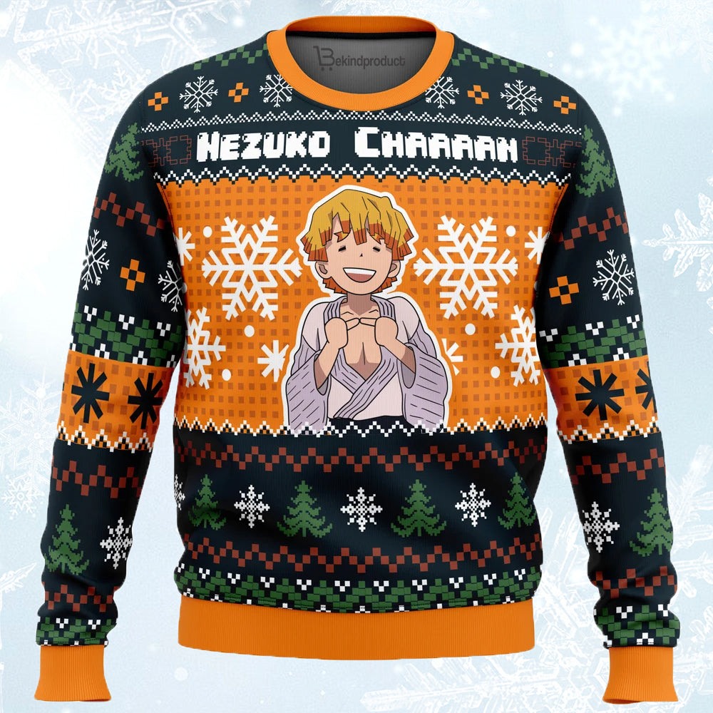 Nezuko Chaaaan Demon Slayer Ugly Christmas Sweater For Men & Women Christmas Gift Sweater PT662 - WeCustomit