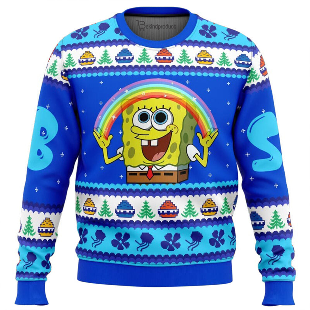 Nickelodeon Cartoons Rainbow SpongeBob Ugly Christmas Sweater For Men & Women Christmas Gift Sweater BH292 - WeCustomit