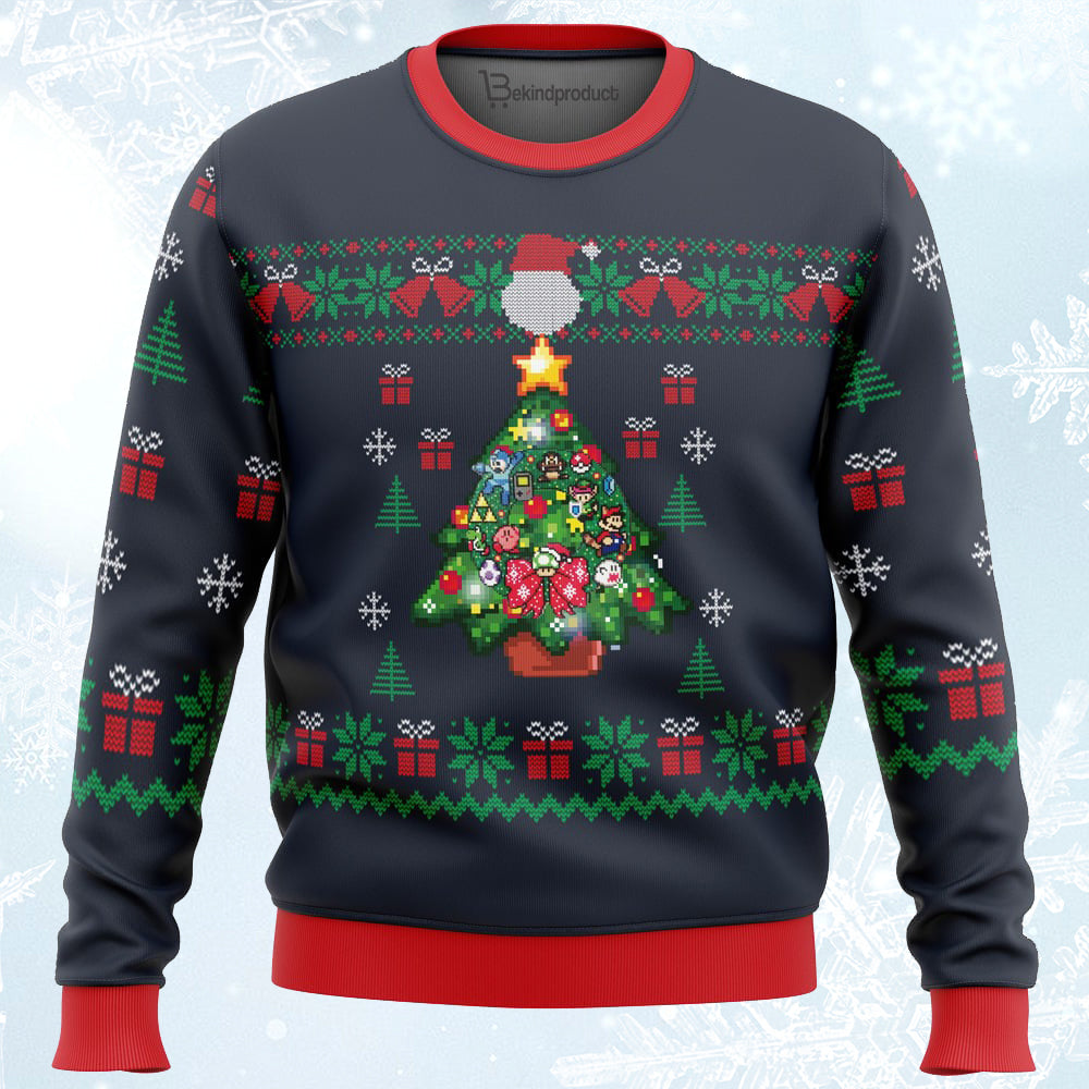 Nintendo Tree Ugly Christmas Sweater For Men & Women Christmas Gift Sweater PT102 - WeCustomit