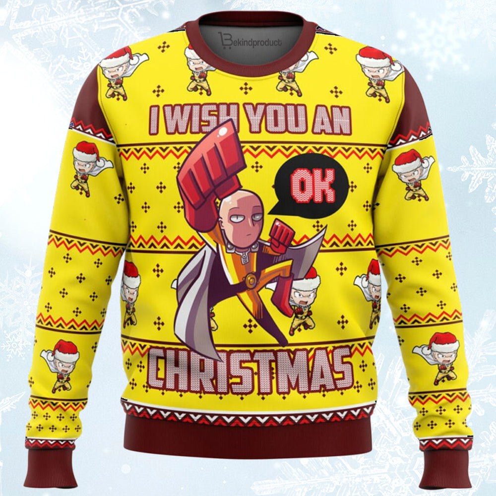 One Punch Saitama Ok Ugly Christmas Sweater For Men & Women Christmas Gift Sweater BH260 - WeCustomit