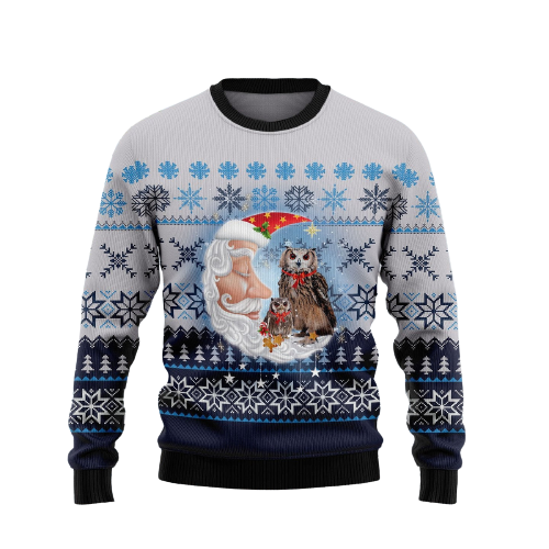 Owl Love Santa Moon Ugly Christmas Sweater For Men & Women Christmas Gift Sweater US1274 - WeCustomit