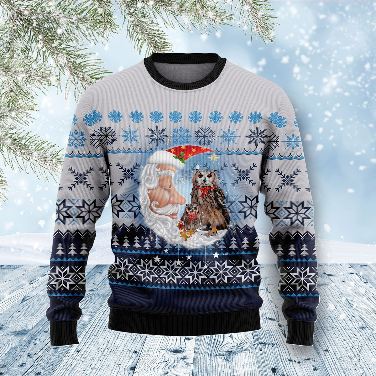 Owl Love Santa Moon Ugly Christmas Sweater For Men & Women Christmas Gift Sweater US1274 - WeCustomit
