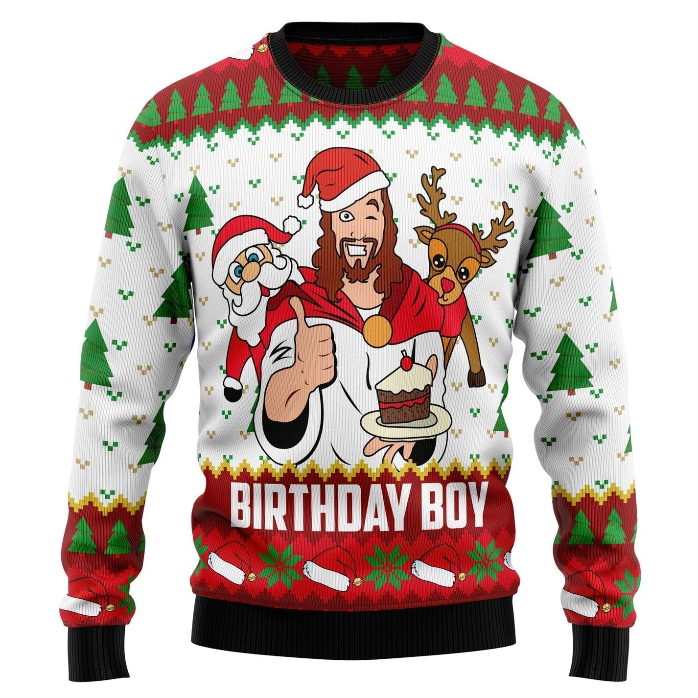 Jesus Birthday Boy Ugly Christmas Sweater For Men & Women Christmas Gift Sweater US3303 - WeCustomit