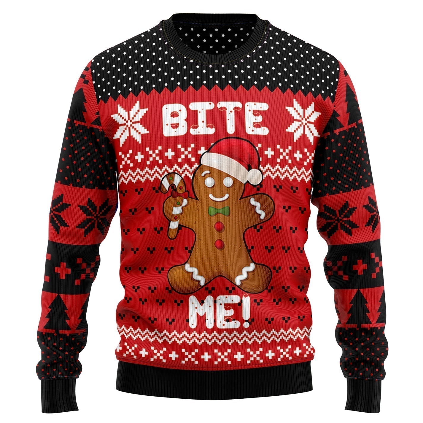 Christmas Bite Me Ugly Christmas Sweater For Men & Women Christmas Gift Sweater US3211 - WeCustomit