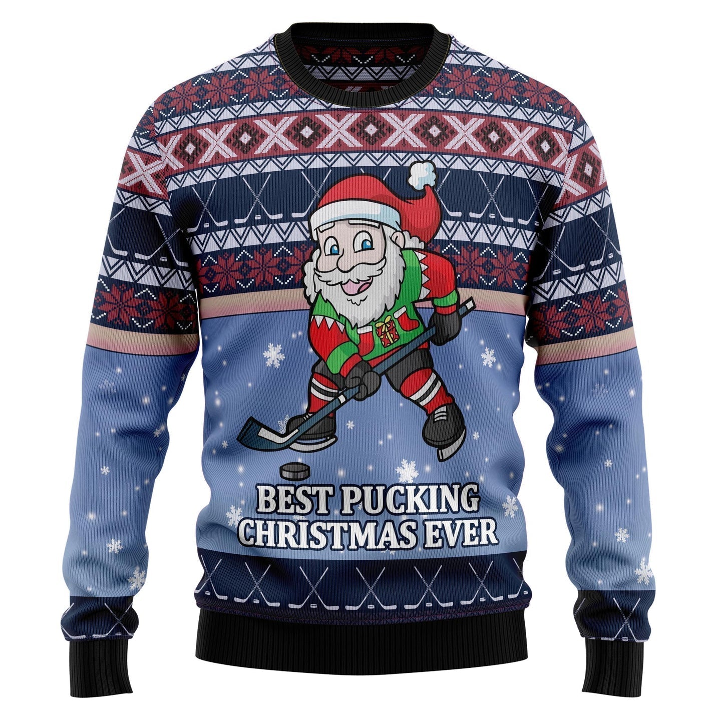 Santa Hockey Ugly Christmas Sweater For Men & Women Christmas Gift Sweater US1538 - WeCustomit