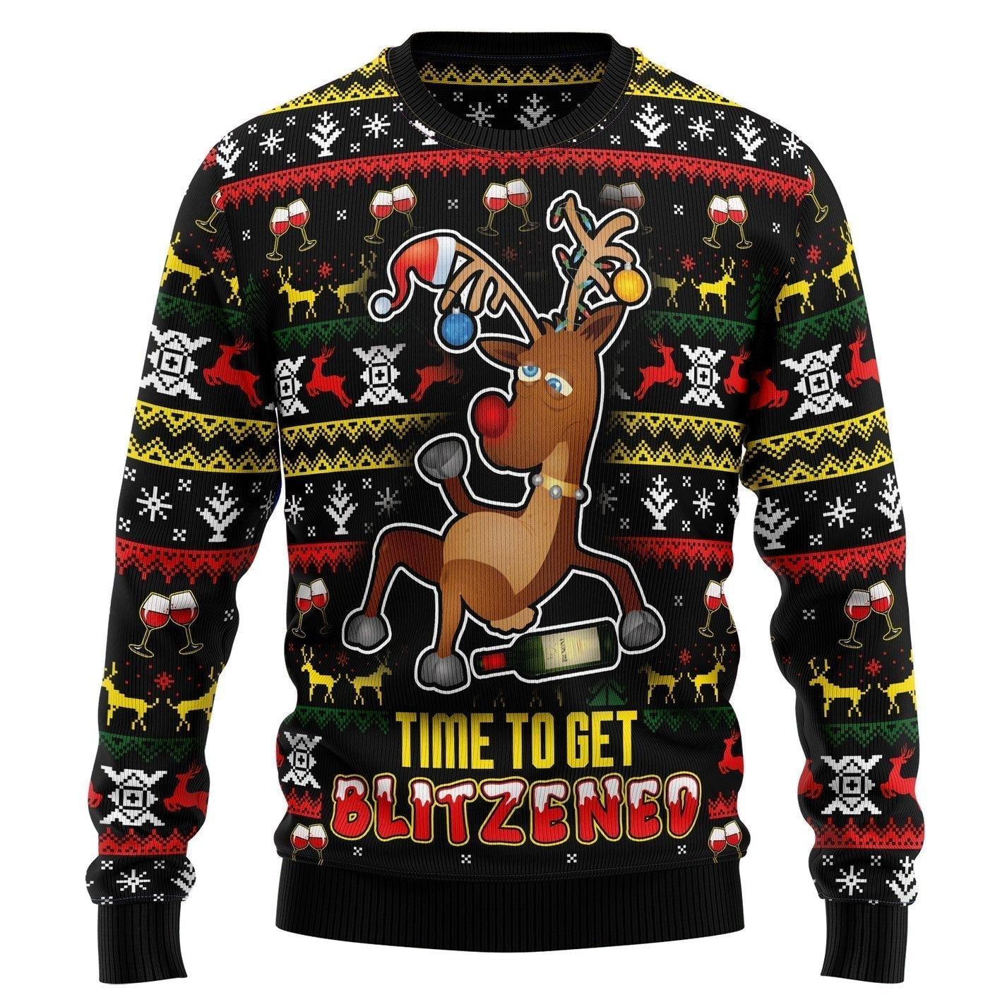 Time To Get Blitzened Ugly Christmas Sweater For Men & Women Christmas Gift Sweater US3304 - WeCustomit
