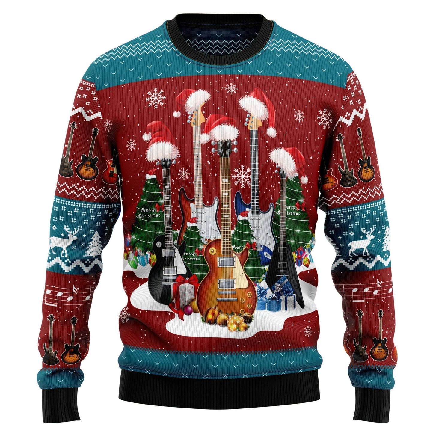 Guitar Christmas Ugly Christmas Sweater For Men & Women Christmas Gift Sweater US2455 - WeCustomit