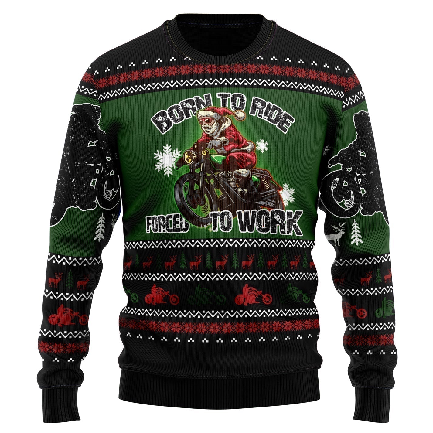 Santa Born To Ride Ugly Christmas Sweater For Men & Women Christmas Gift Sweater US3513 - WeCustomit