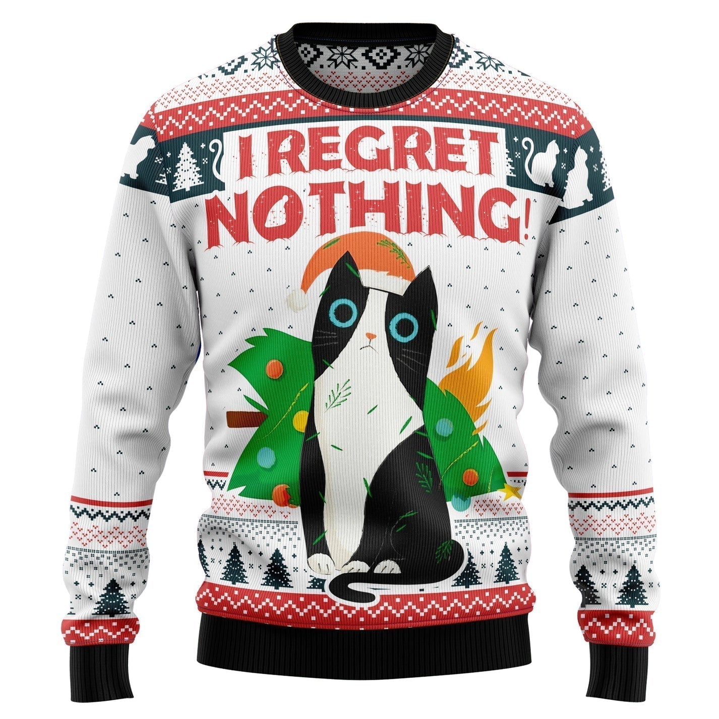 I Regret Nothing Cat Ugly Christmas Sweater For Men & Women Christmas Gift Sweater US2787 - WeCustomit