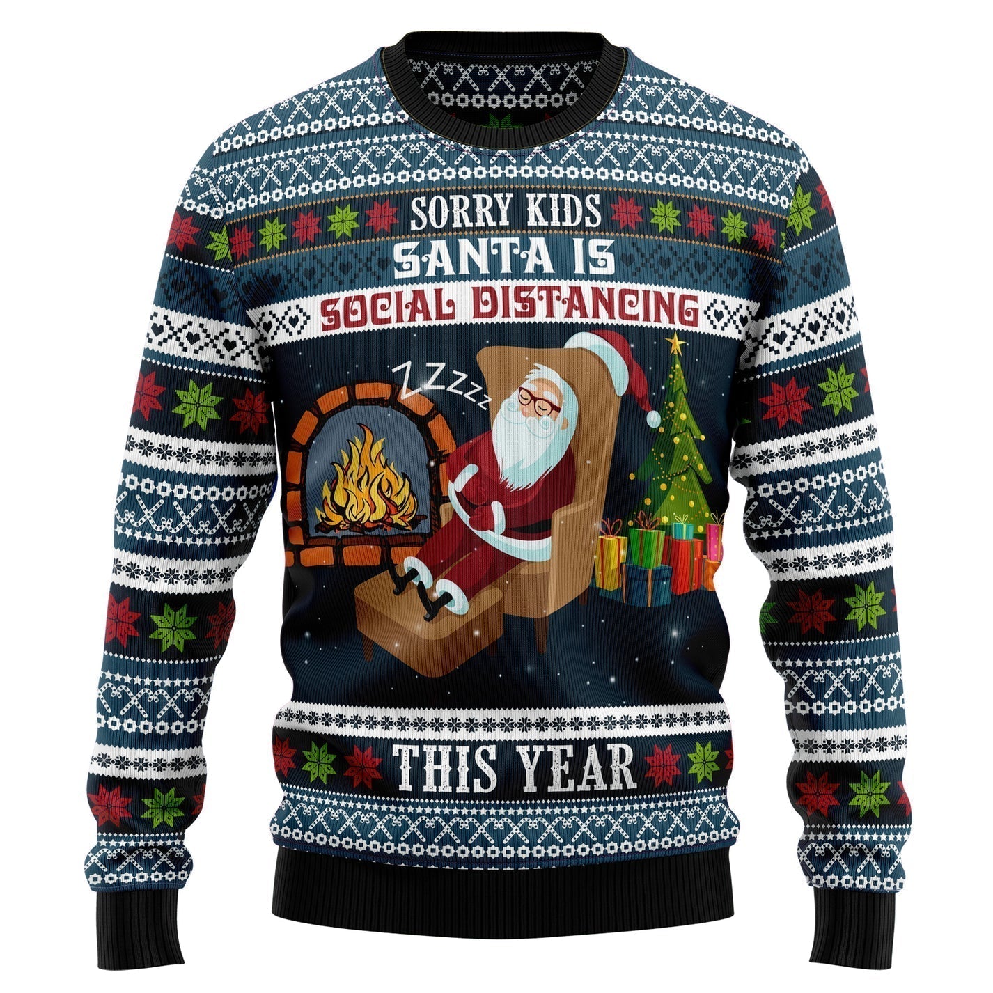 Santa Is Social Distancing Ugly Christmas Sweater For Men & Women Christmas Gift Sweater US2790 - WeCustomit