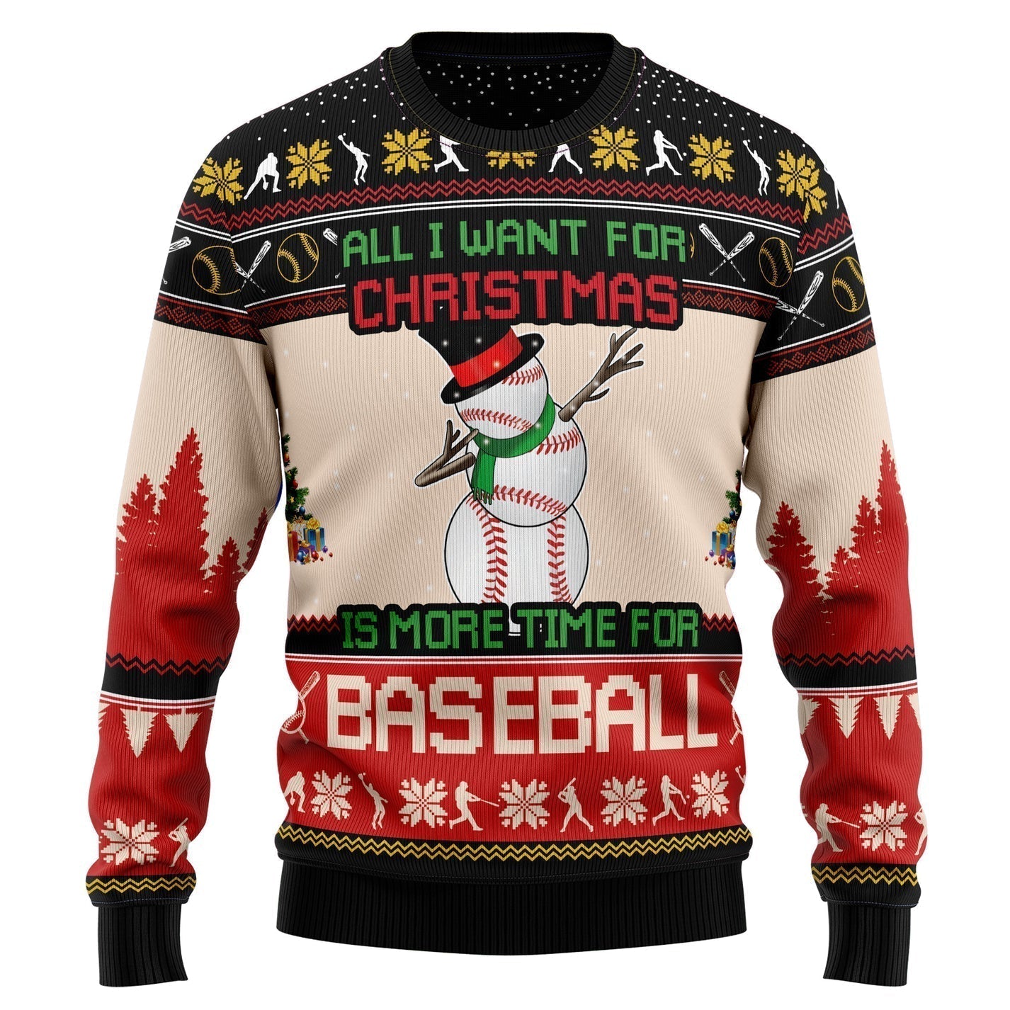 Christmas Time For Baseball Ugly Christmas Sweater For Men & Women Christmas Gift Sweater US3512 - WeCustomit