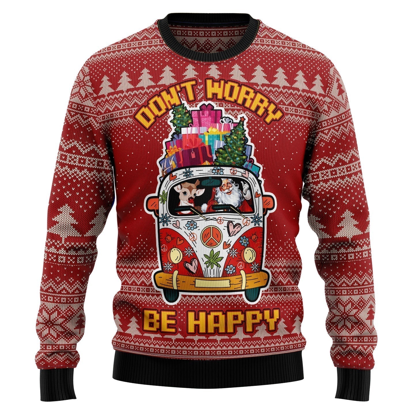 Hippie Car Ugly Christmas Sweater For Men & Women Christmas Gift Sweater US2902 - WeCustomit