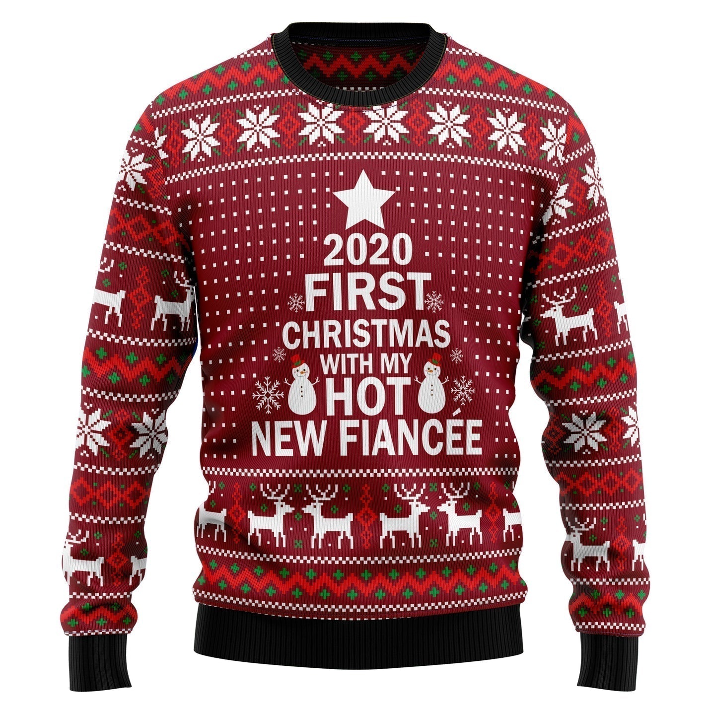 First Christmas With My Hot Fiance Ugly Christmas Sweater For Men & Women Christmas Gift Sweater US2940 - WeCustomit