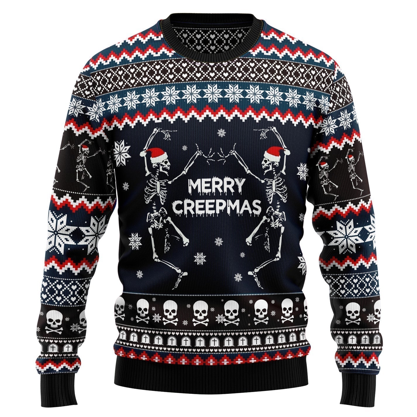 Skeleton Merry Creepmas Ugly Christmas Sweater For Men & Women Christmas Gift Sweater US3185 - WeCustomit