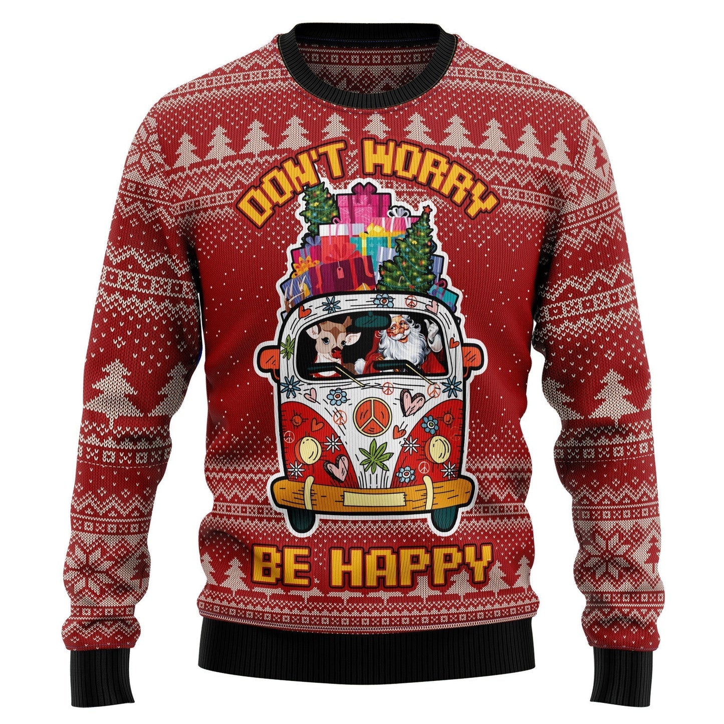 Hippie Car Ugly Christmas Sweater For Men & Women Christmas Gift Sweater US2395 - WeCustomit