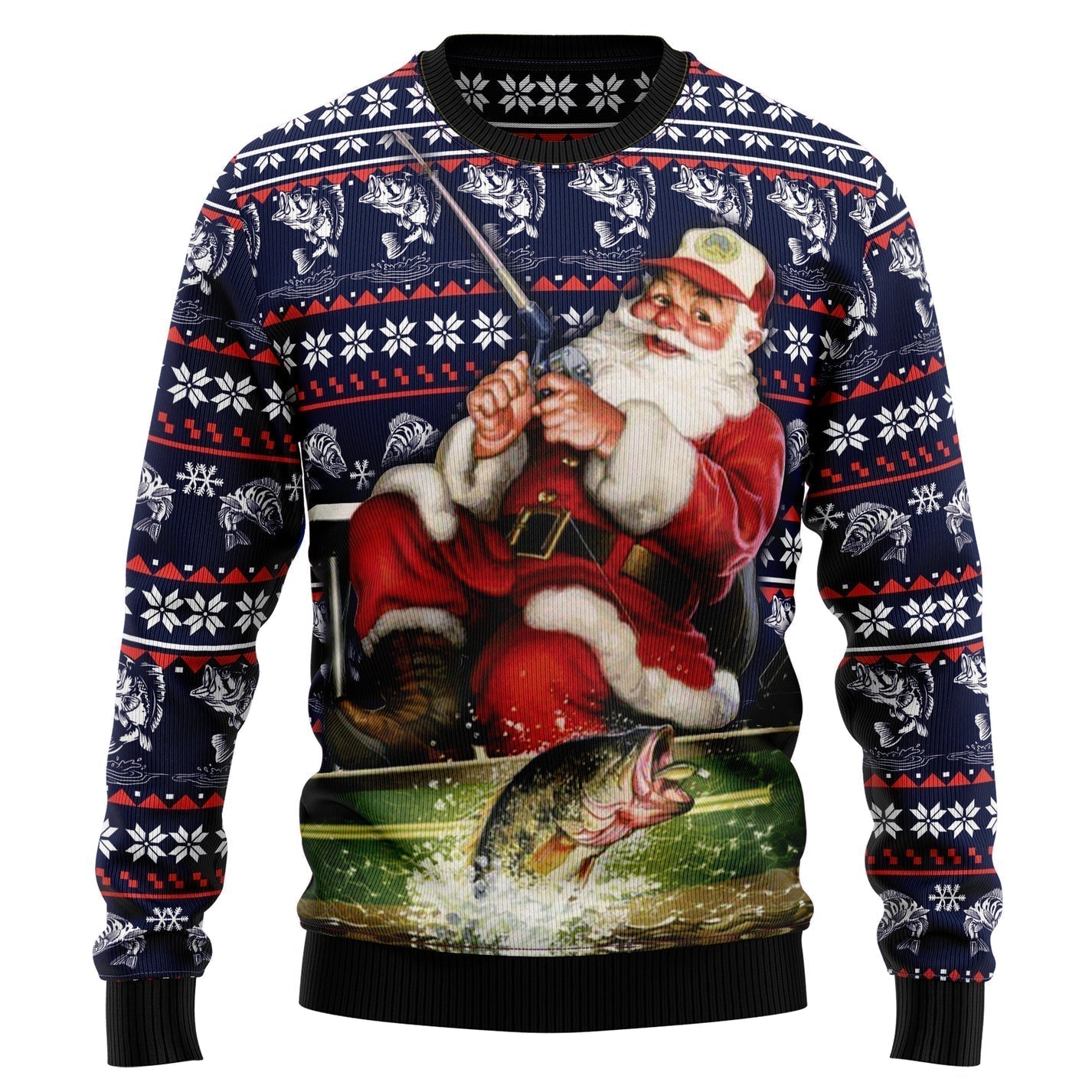 Santa Fishing Ugly Christmas Sweater For Men & Women Christmas Gift Sweater US14674 - WeCustomit