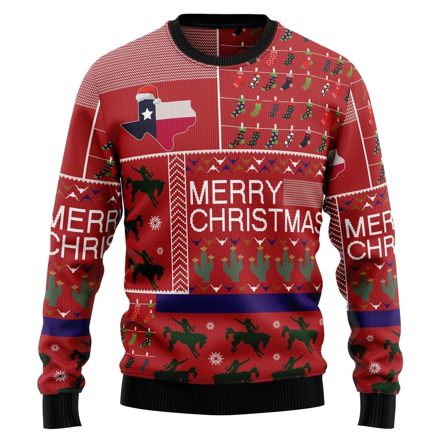 Texas Merry Christmas Ugly Christmas Sweater For Men & Women Christmas Gift Sweater US3208 - WeCustomit