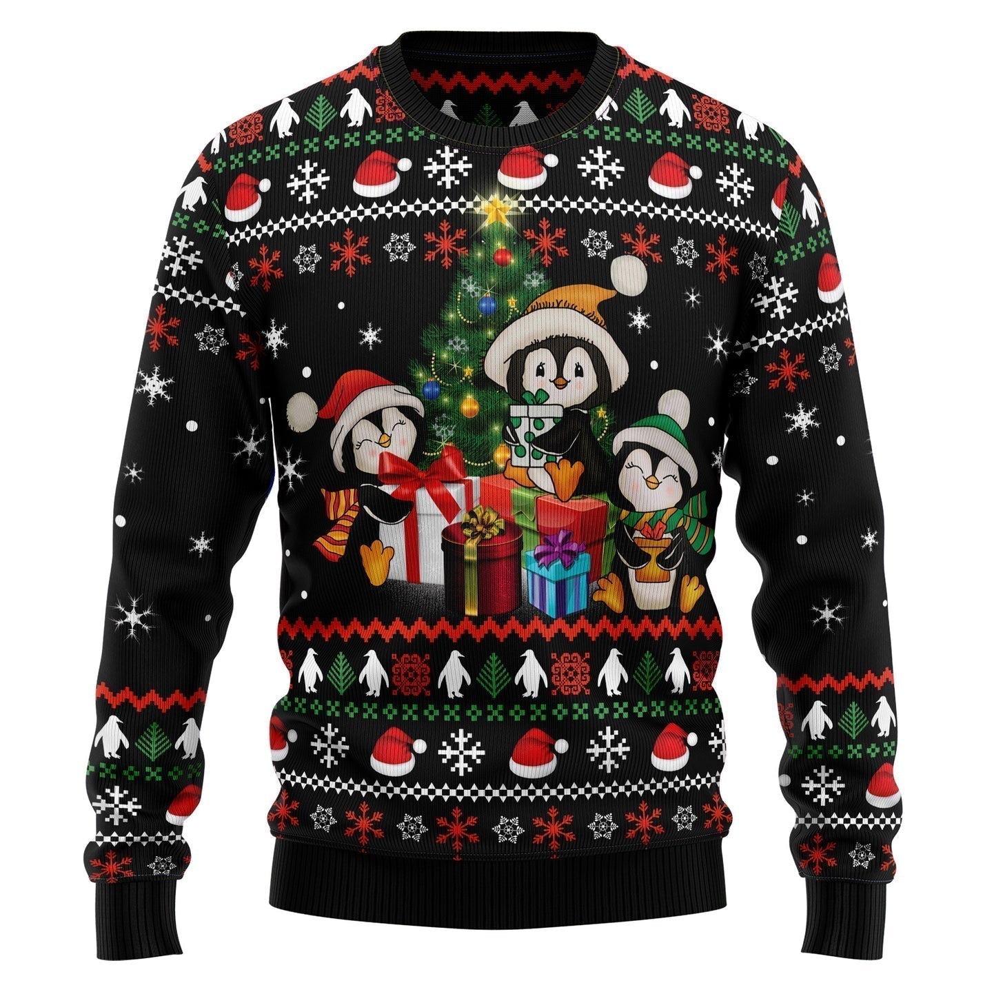 Penguin Christmas Tree Ugly Christmas Sweater For Men & Women Christmas Gift Sweater US3216 - WeCustomit