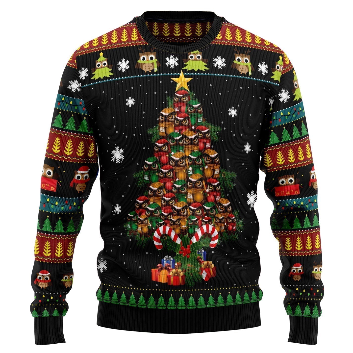 Owl Christmas Tree Ugly Christmas Sweater For Men & Women Christmas Gift Sweater US3189 - WeCustomit