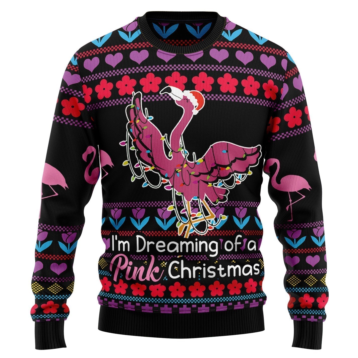 Flamingo Pink Christmas Ugly Christmas Sweater For Men & Women Christmas Gift Sweater US3201 - WeCustomit