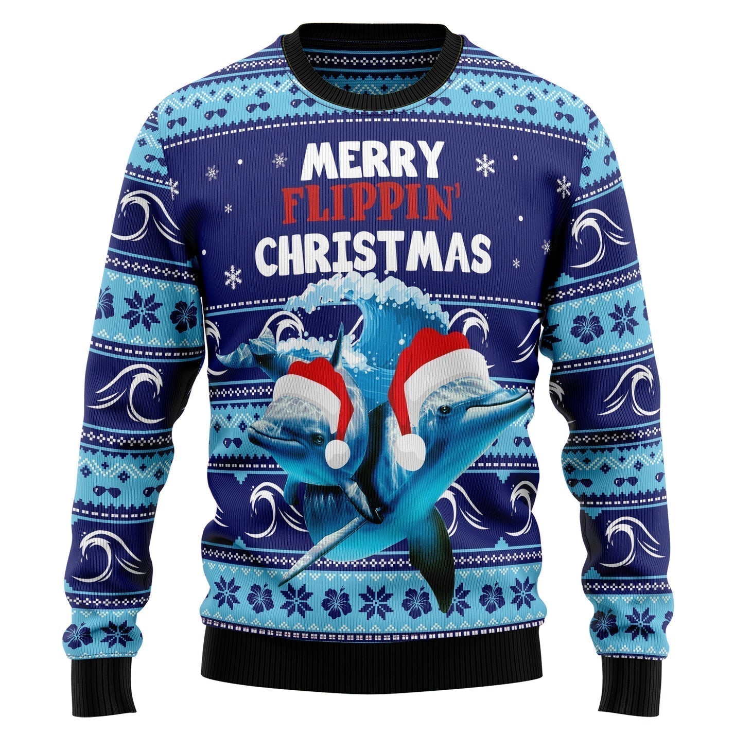 Dolphin Flippin' Christmas Ugly Christmas Sweater For Men & Women Christmas Gift Sweater US2457 - WeCustomit