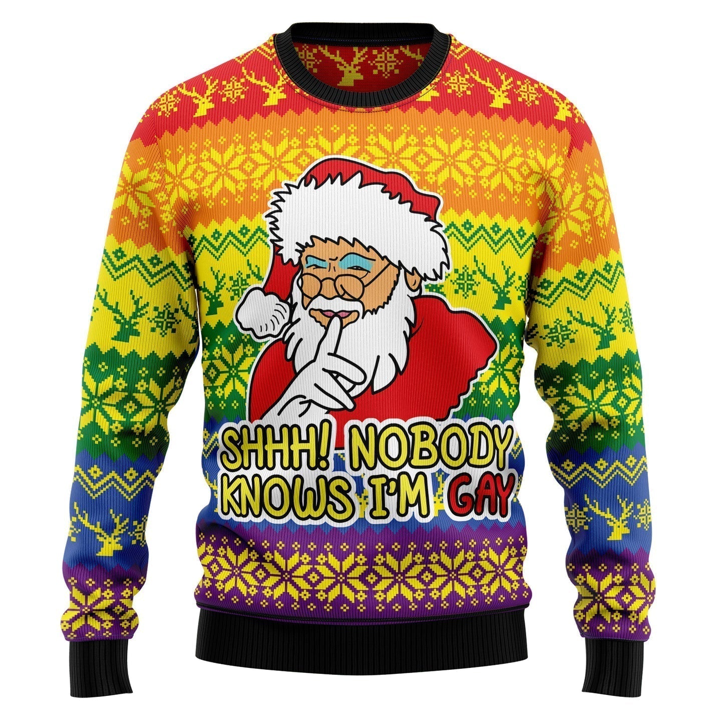 Nobody Knows I'm Gay Ugly Christmas Sweater For Men & Women Christmas Gift Sweater US3317 - WeCustomit