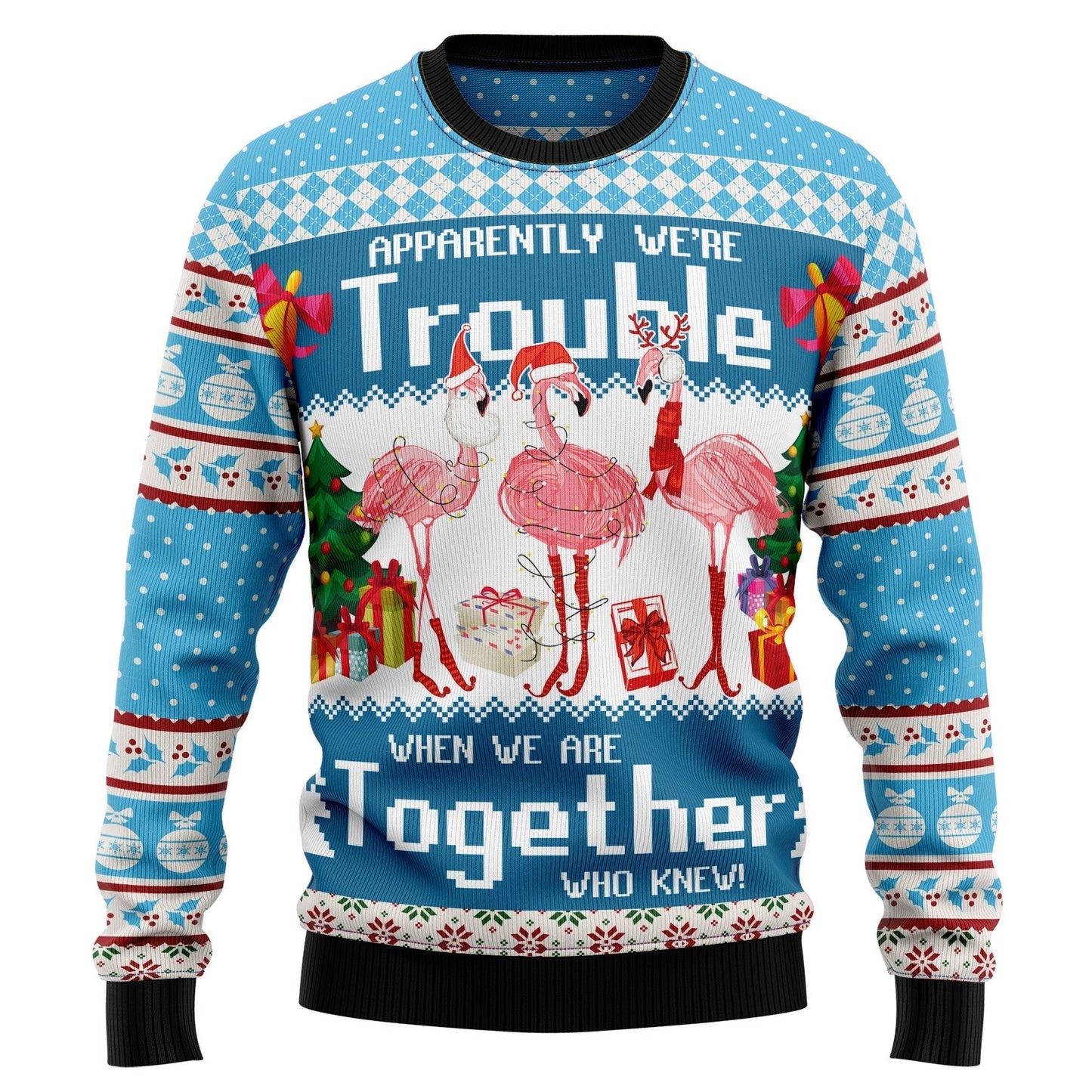 Flamingo Together Ugly Christmas Sweater For Men & Women Christmas Gift Sweater US2548 - WeCustomit