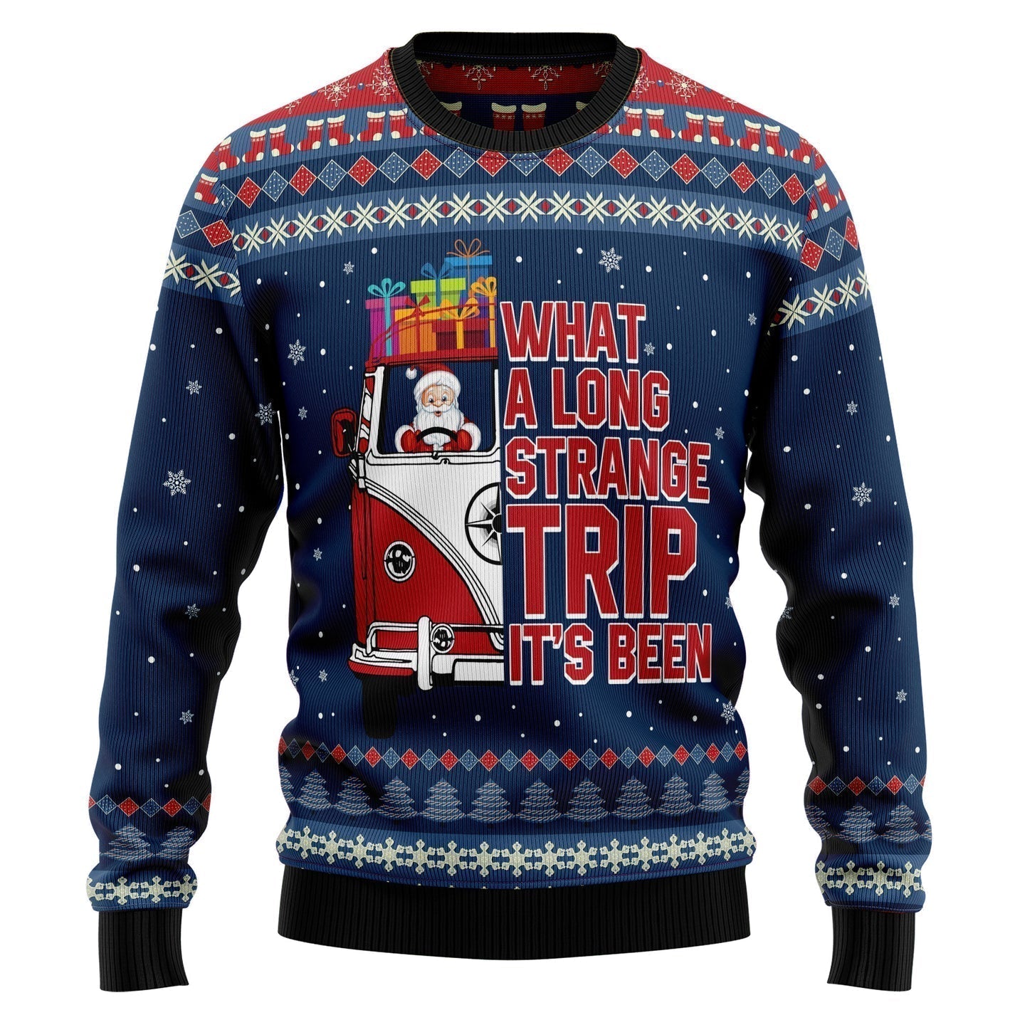 Hippie Bus What A Long Strange Trip Its Been Ugly Christmas Sweater For Men & Women Christmas Gift Sweater US3180 - WeCustomit