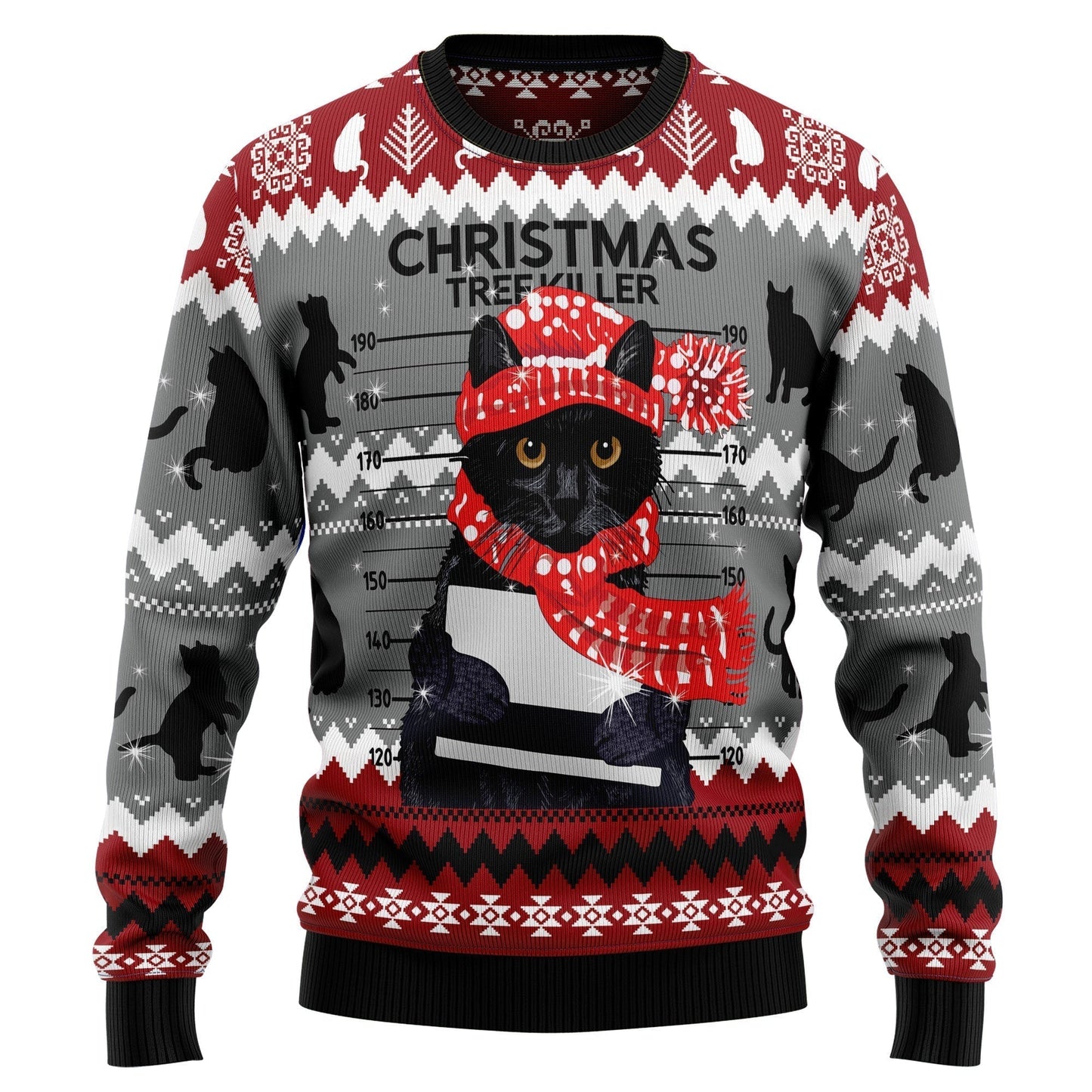 Black Cat Tree Ugly Christmas Sweater For Men & Women Christmas Gift Sweater US2793 - WeCustomit