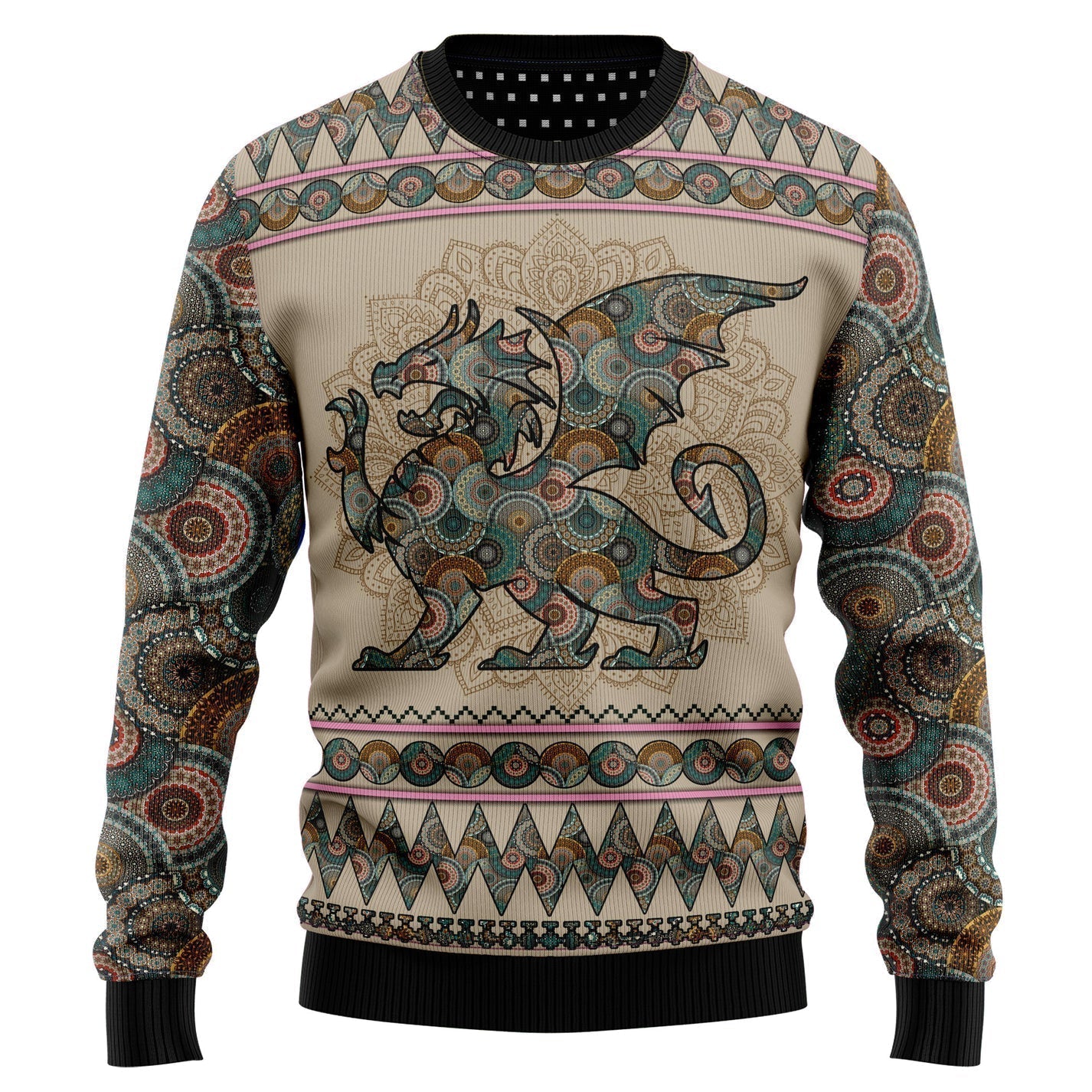 Dragon Mandala Ugly Christmas Sweater For Men & Women Christmas Gift Sweater US1485 - WeCustomit