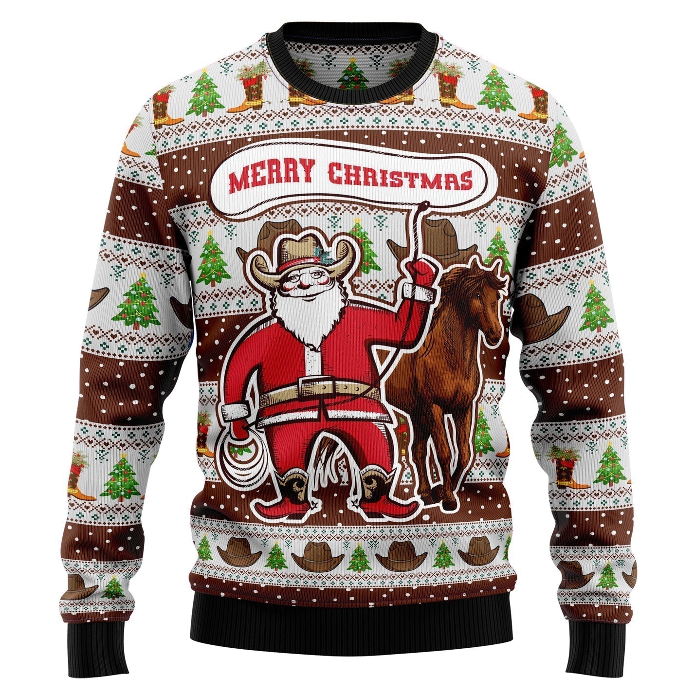 Cowboy Santa Claus Ugly Christmas Sweater For Men & Women Christmas Gift Sweater US3209 - WeCustomit