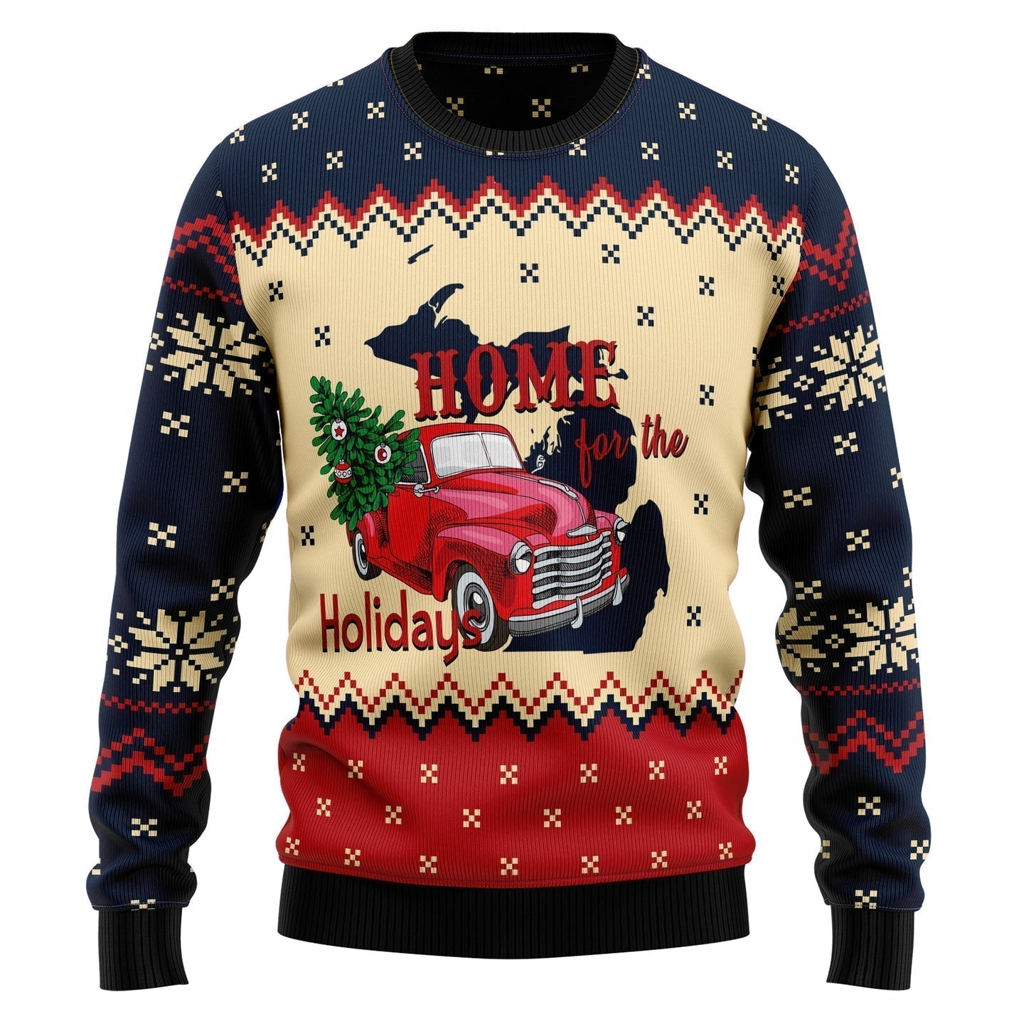 Home For The Holidays Michigan Ugly Christmas Sweater For Men & Women Christmas Gift Sweater US3576 - WeCustomit