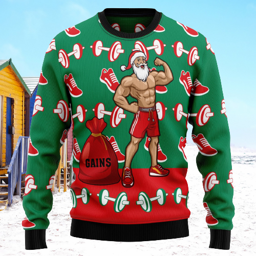 Santa Gym Ugly Christmas Sweater For Men & Women Christmas Gift Sweater US14675 - WeCustomit