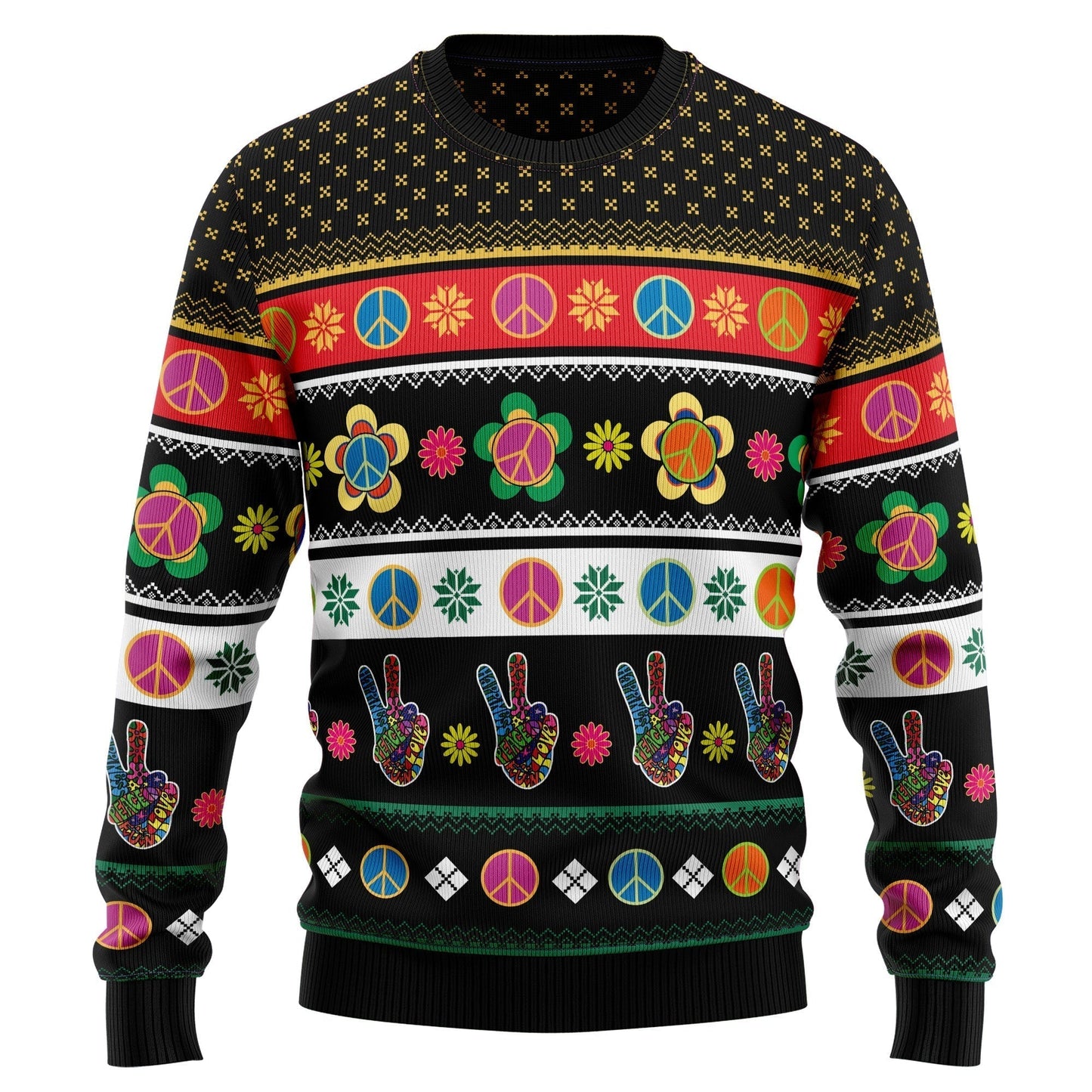 Hippie Peace Ugly Christmas Sweater For Men & Women Christmas Gift Sweater US3197 - WeCustomit