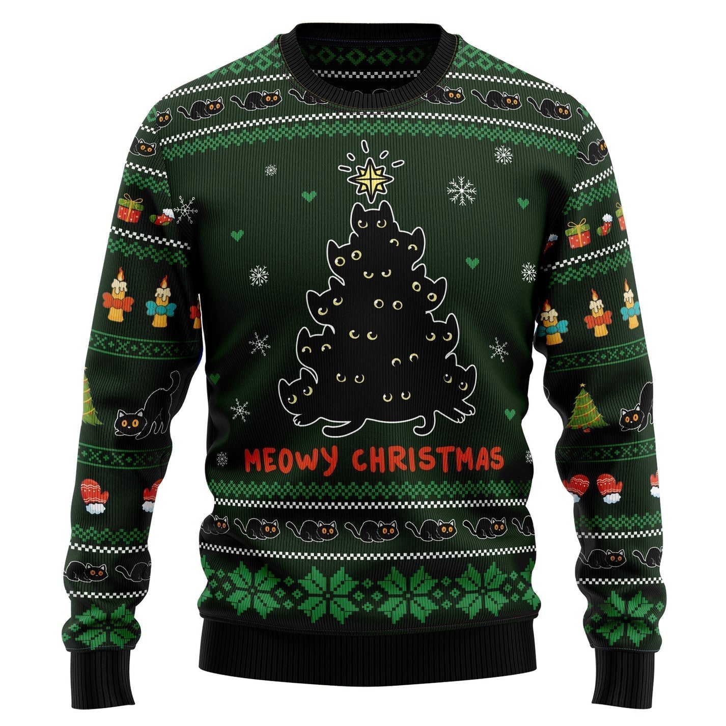Meowy Christmas Black Cat Ugly Christmas Sweater For Men & Women Christmas Gift Sweater US3567 - WeCustomit