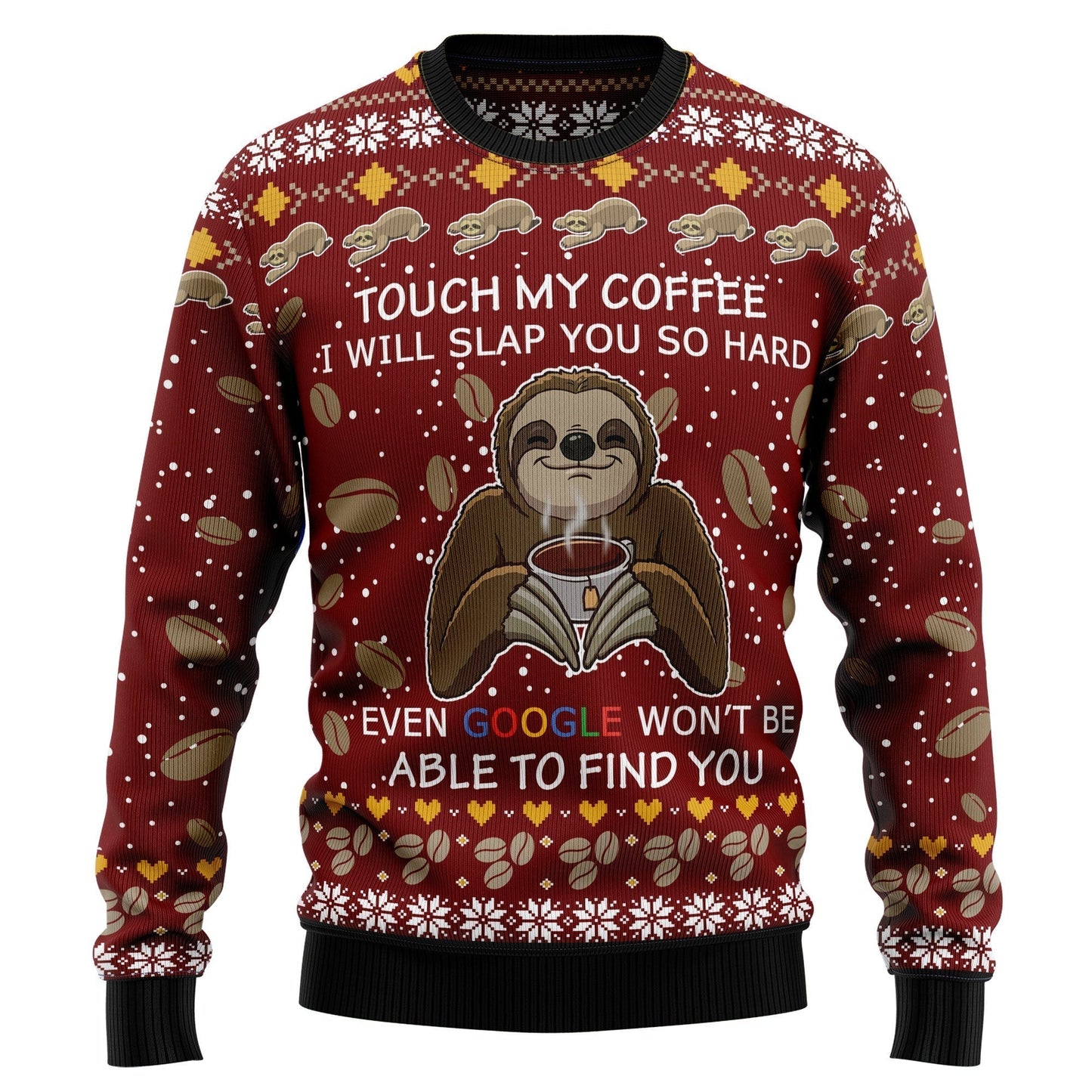 Sloth Coffee Ugly Christmas Sweater For Men & Women Christmas Gift Sweater US2393 - WeCustomit
