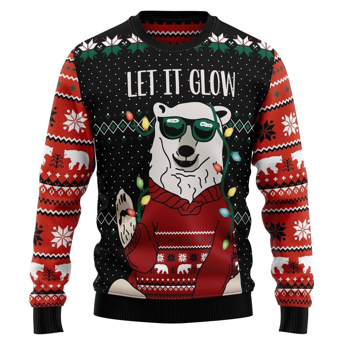 Let‘s Glow Polar Bear Ugly Christmas Sweater For Men & Women Christmas Gift Sweater US3516 - WeCustomit