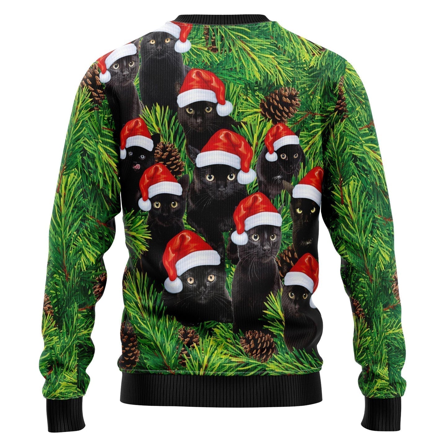 Black Cat Christmas Tree Ugly Christmas Sweater For Men & Women Christmas Gift Sweater US3553 - WeCustomit