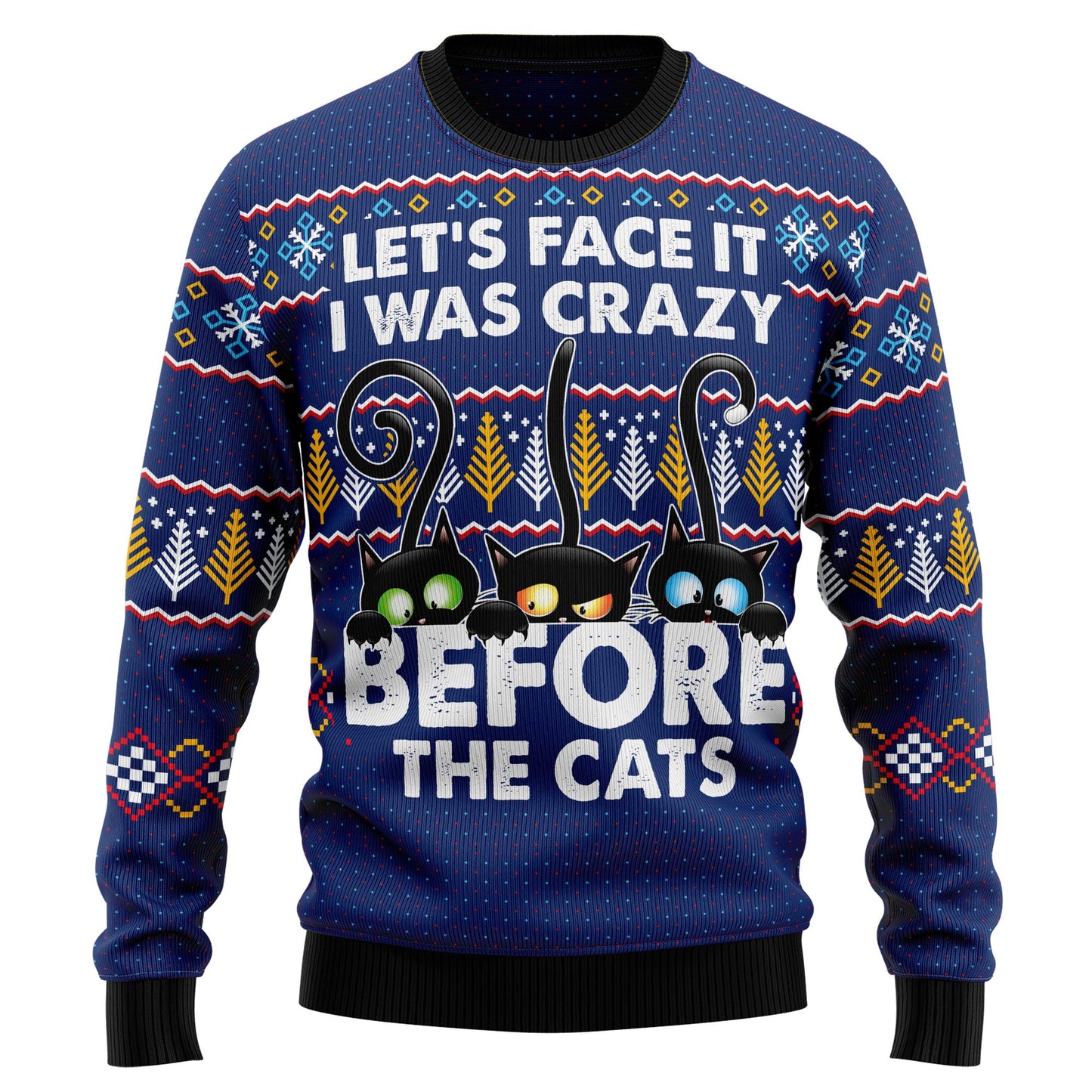 Crazy Cat Ugly Christmas Sweater For Men & Women Christmas Gift Sweater US2178 - WeCustomit