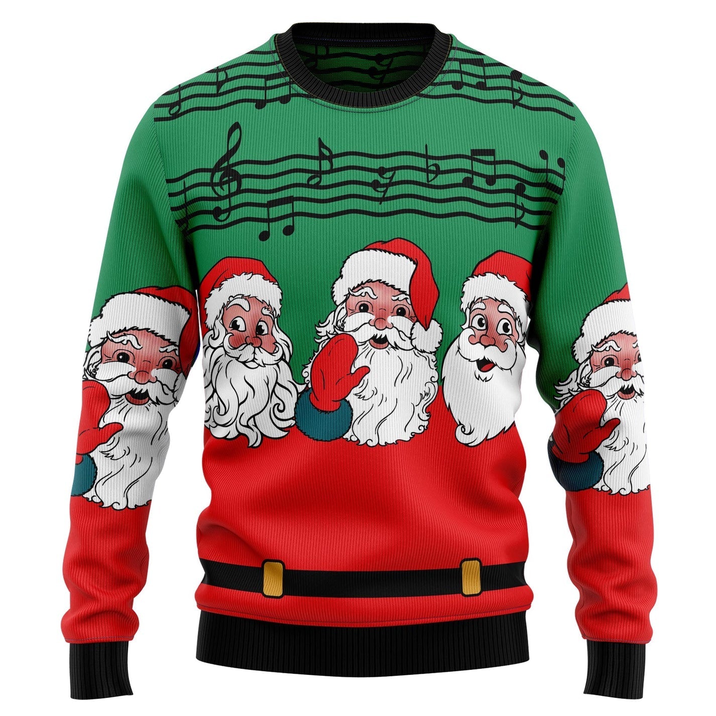 Santa Claus and Music Notes Ugly Christmas Sweater For Men & Women Christmas Gift Sweater US4348 - WeCustomit