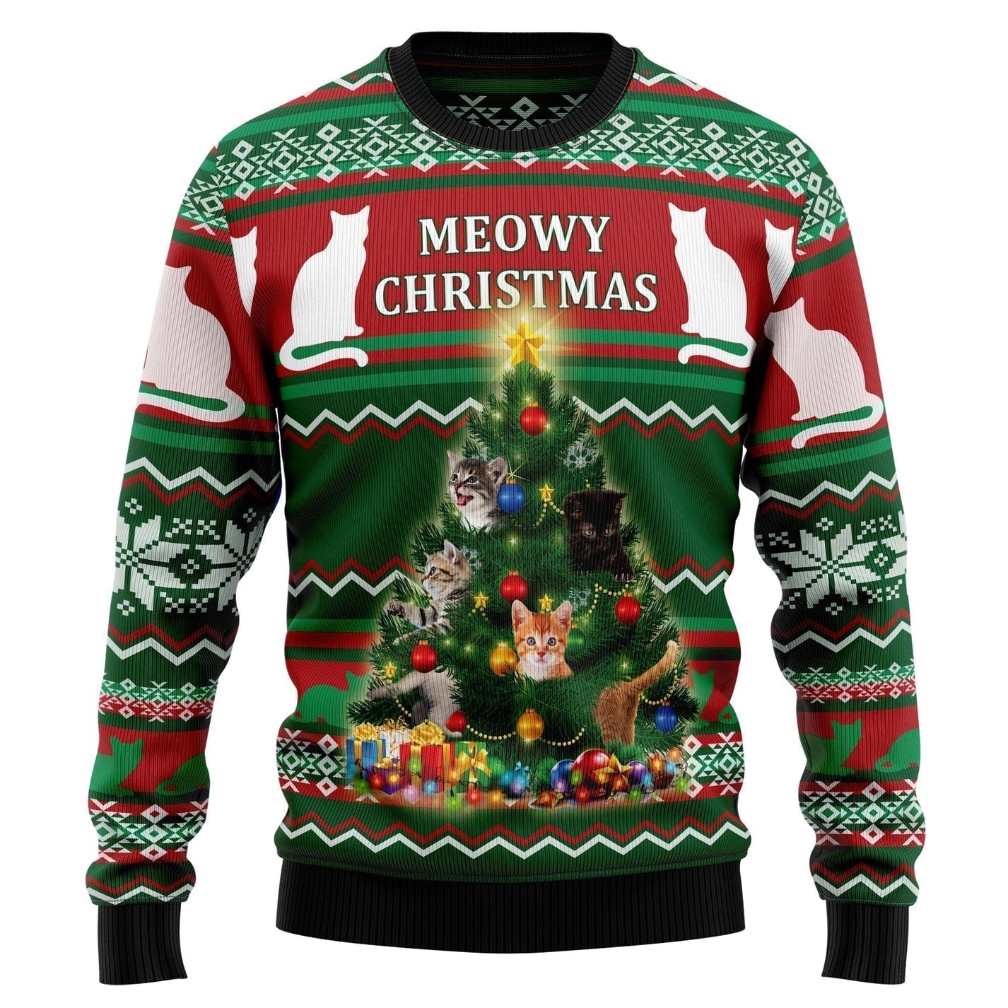 Cat Meowy Christmas Ugly Christmas Sweater For Men & Women Christmas Gift Sweater US3199 - WeCustomit