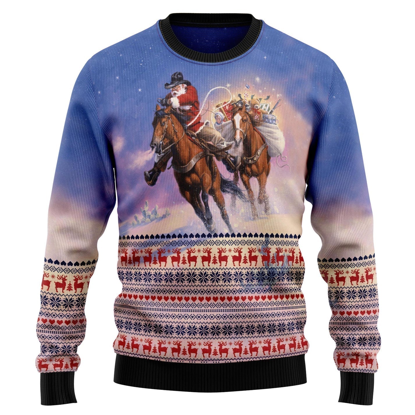 Cowboy Santa Claus Ugly Christmas Sweater For Men & Women Christmas Gift Sweater US3196 - WeCustomit